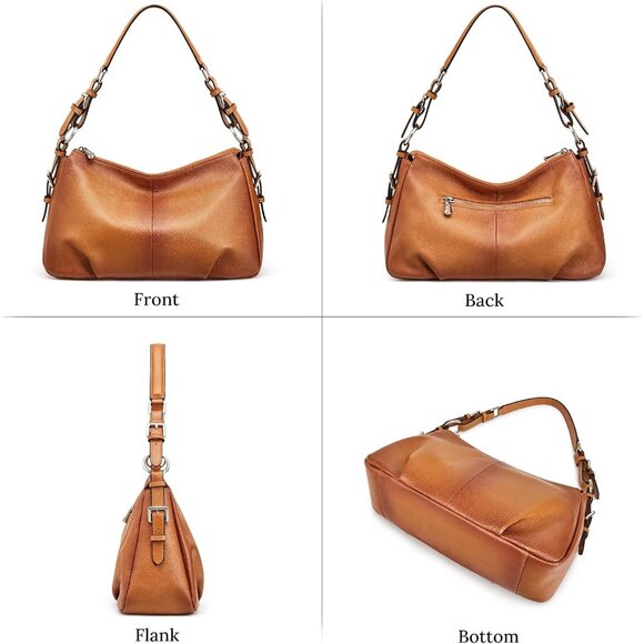 Durable Brown Pebbled Leather Hobo Bag - Chic Top Handle & Shoulder Style - Picture 6 of 7